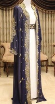 Moroccan Abaya Wedding Jacket Kaftan Festive Dress Fancy Georgette Dubai Farasha - £60.08 GBP