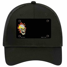 Flaming Skull Offset Novelty Black Mesh License Plate Hat - £22.80 GBP