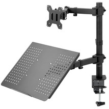 VIVO Laptop &amp; Monitor Desk Mount Stand Black Adjustable fits 1 Screen up to 32&quot; - £82.81 GBP