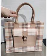 Grafea Lana Leather Handbag Tote Rose Pink White Black Plaid Sold Out HTF - $115.33 CAD