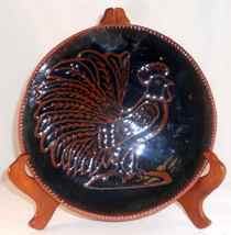 1978 Foltz Redware Large Shallow Plate Brown Rooster Dark Blue/Black Bac... - £39.39 GBP