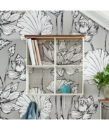 23in Hx19in Wx6 D White Metal Wall-Mount Storage Shelf with 4 Hooks and ... - €37,47 EUR