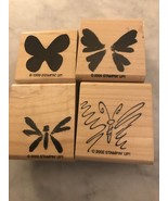Stampin Up! Lot Of 4 Butterfly’s Wooden Rubber Stamps - £6.71 GBP