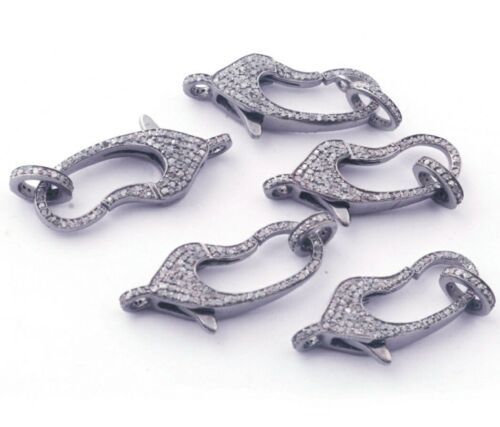 Lobster Claw Clasp Pave Diamond Finding 925 Silver Additional Jewelry Fi... - $57.44