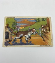 Vtg Linen Postcard Dog House &quot;Nothing Can Hold Us&quot; RAY WALTERS Cow Comic... - £8.67 GBP