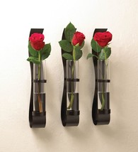 Billow Contemporary Black Wall Vase Sconces Set of 3 - £33.00 GBP