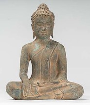 Antik Thai Stil Bronze Sitzender Enlightenment Buddha Statue - 26cm/25.4cm - £383.17 GBP