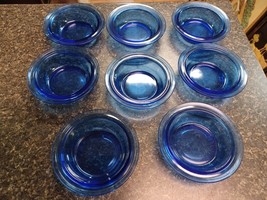 Antique Hazel Atlas Moderntone Blue Depression Cobalt Glass 5&quot; Berry Bowls x 8 - $98.99