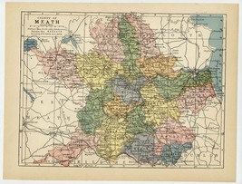 1902 ANTIQUE MAP OF THE COUNTY OF MEATH / IRELAND  - $26.42