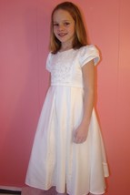 US Angels First Communion Dress Style #310 Size 6X Satin Short Sleeves B... - $109.72