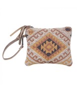 Myra Bags #5211 &quot;Fay&quot; Canvas/Leather/Rug 8&quot;x7&quot; Pouch Cosmetic Bag Clutch... - £20.50 GBP
