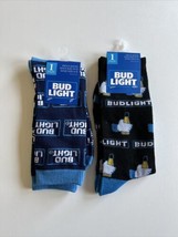 Bud Light Fun All Over Pattern Men&#39;s Crew Socks 2 Pairs Size 6-12 - £11.04 GBP