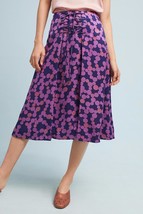 Nwt Anthropologie Zadie LACE-UP Plum Print Midi Skirt By Maeve 8 - £61.79 GBP