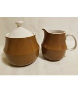 Vintage Mikasa Cera-Stone Cream &amp; Sugar Jar with Lid Mocha White 5&quot; REPA... - $19.79