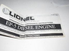 LIONEL -  EP-5 OPERATING &amp; MAINTENANCE INSTRUCTIONS - EXC. M58 - $2.37