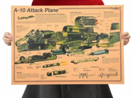 A-10 &#39;Warthog&#39; Thunderbolt II Kraft Paper Schematic Poster 14&quot; x 20&quot; NEW! - £6.23 GBP