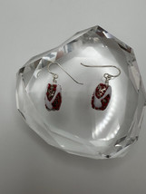 New Upcycled Antique Red White Lampwork Bead Sterling Silver Earrings 2.7cm - £23.50 GBP