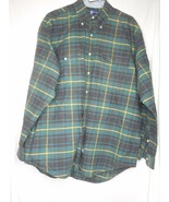 Ralph Lauren Plaid Size L 100% cotton Men&#39;s Green Black Yellow Long slee... - $27.99