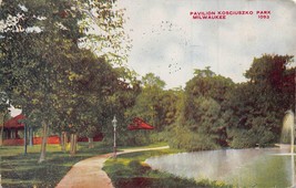Milwaukee Wisconsin Wi~Pavilion Kosciuszko PARK~1910 Pstmk Postcard - £5.19 GBP