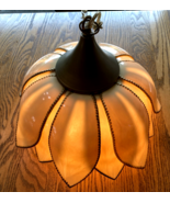 Vintage Mid Century Yellow Plastic Tulip Lotus Slag Style  Faux Stained ... - $150.00