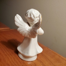 Angel with Violin, Porcelain Figurine, white with gold trim image 3