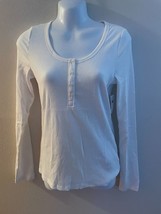 Women&#39;s Gap Rib Henley Long Sleeve White Shirts Size S M L XL XXL NWT - £11.24 GBP