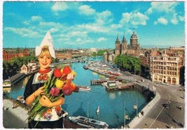 Netherlands Holland Postcard Amsterdam Prins Hendrikkade &amp; St Nicholas Church - £1.77 GBP