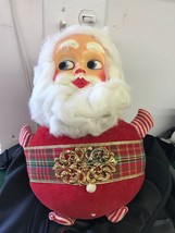 Christmas Santa Clause Stuffed Doll Creepy Side Eye Looking Cotton Corduroy Red - £62.29 GBP