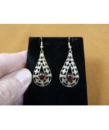 pe12-21 golden orange Baltic AMBER oval filigree teardrop brass dangle e... - €12,93 EUR