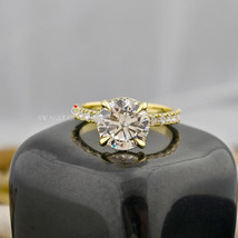 Round Cut Engagement Ring Lab Grown Diamond, 3 CT Diamond Ring, Pave Set... - $316.00