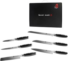 TUO 6 piece German High Carbon Steel Kitchen Knife Set Black Hawk S Series - £202.60 GBP