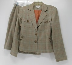 Worthington, Fully-Lined Skirt Suit, Beige/Brown/Orange Plaid, Size 8, CSM 10304 - £15.81 GBP