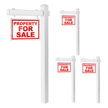 4 PCS 6&#39; UPVC Real Estate Sign Post Open House Yard Home for Sale White W/Stake - £336.65 GBP