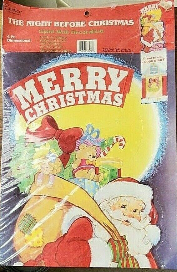 Vintage Eureka The Night Before Christmas Giant 4 Ft. Wall Decoration (NOS) - $9.85