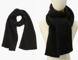 AllSaints Thermal Stitch Nevada Knit Scarf Black - £62.27 GBP
