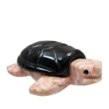 Sea Turtle Green Onyx Shell Pink Marble Body Ocean Hand Sculpted Mexico 4.5&quot; - £16.23 GBP
