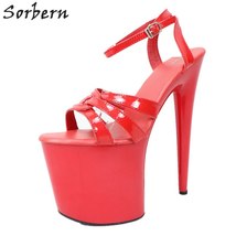 20Cm High Heels Sandals 10Cm Platform Open Toe Ankle Strap Summer Custom Color D - £145.19 GBP