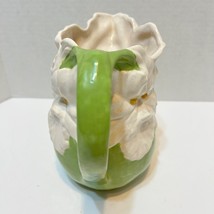 Antique 1964 Handmade 3D Flower Pitcher Vase Ceramic Hand Painted Signed 6.5&quot; - £14.76 GBP