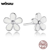 Authentic 100% 925 Silver Darling Daisies Stud Earrings For Women Fine Jewelry F - £15.72 GBP