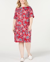 Karen Scott Womens Plus Size Floral Print Dress,New Red Amore,0X - £31.31 GBP