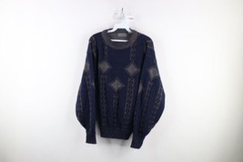 Vtg 90s Coogi Style Mens Medium Ed Bassmaster Diamond Cable Knit Cosby Sweater - £44.38 GBP