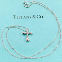 Tiffany &amp; Co. Elsa Peretti Cross Small Necklace Pendant Silver 925 NO BO... - $104.99