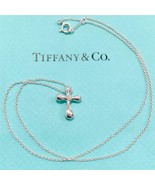 Tiffany &amp; Co. Elsa Peretti Cross Small Necklace Pendant Silver 925 NO BO... - £82.00 GBP