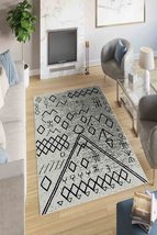 LaModaHome Area Rug Non-Slip - Grey Geometric Soft Machine Washable Bedr... - £24.34 GBP+