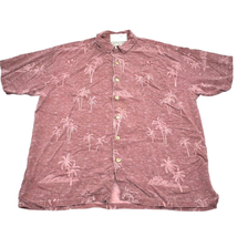 Big Dogs Shirt Mens L Dark Pink Short Sleeve Button Up Collared Resort Wear - £17.88 GBP