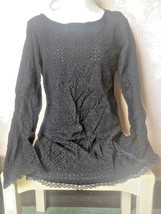 sexy, boho/festi French Connection Black Brodie Anglaise Tunic 12,hip-le... - $25.26