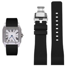 20/23mm Silicone Rubber Strap fit for Cartier Santos 100 Watch Buckle Clasp - £18.77 GBP+