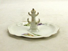 Porcelain Ring Tree, Jewelry Tray, Trinket Dish, Hand Painted Flowers, Vintage - £19.16 GBP
