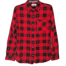 Magellan Womens Flannel Shirt Size Medium Long Sleeve Button Up Red Plaid - $13.97