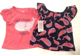 Carter&#39;s Girl&#39;s Pink Whale Nautical Theme Short Sleeve PJ Sleep Set Size: 12M - £9.43 GBP